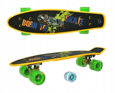 Скейтборд Aurora FB graffiti: 56 см, навантаження до 100 кг, колеса 60 мм 82A, підшипники ABEC-7