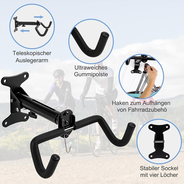 Кріплення для велосипеда на стіну CYFIE (2 шт.) - складне, з м'якою підкладкою, до 25 кг, для MTB та шосейних велосипедів