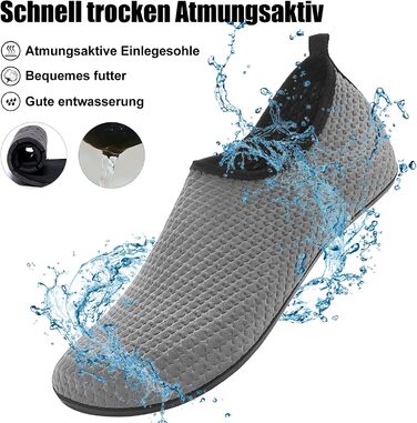 Чоловічі та жіночі аквашузи для плавання та відпочинку на пляжі LueDka, швидко сохнуть, неслизькі, розмір 34-48, сірий