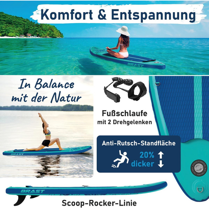 SUP дошка BRAST Primo Summer надувна 320x81x15 см: комплект з аксесуарами (весло, насос, ліш, ремкомплект)