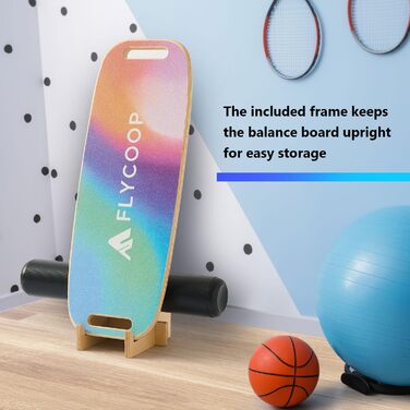 Flycoop Балансборд для дорослих, дошка для балансу, дерев'яний індоборд, серфборд, скейборд, індосерфборд, трюковий борд, баланс борд з роликом, без підставки (з підставкою, рожевий)