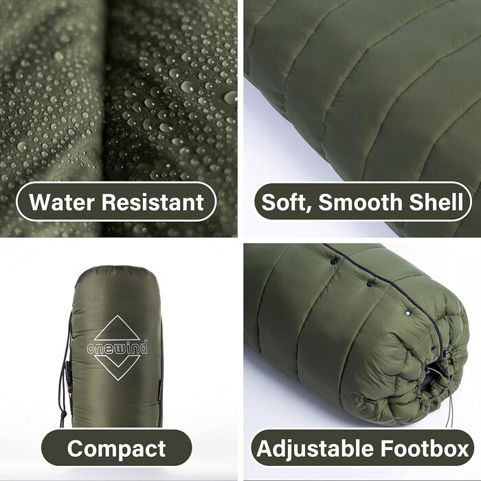 Спальний мішок OneWind для гамака, 3 сезони, теплий плед, пончо, захист від холоду, ізоляція, для кемпінгу, хайкінгу, зелений, 2°C~10°C (Deluxe), 2.3M x 1.6M