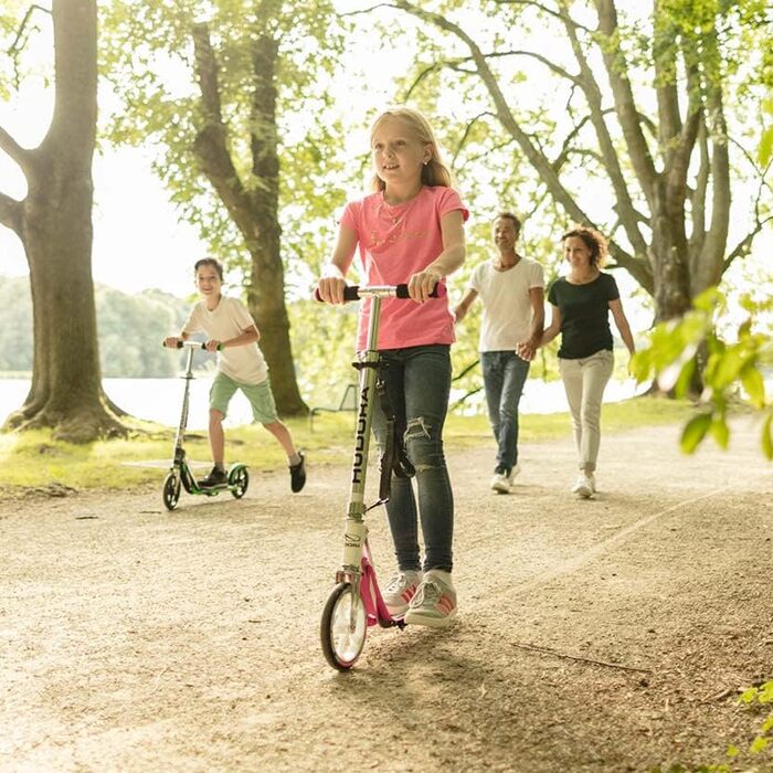 Самокат HUDORA BigWheel 205 для дітей і дорослих, складаний, регульована висота, з тросовим замком і ременем для перенесення, для міста, до 100 кг, від 6 років
