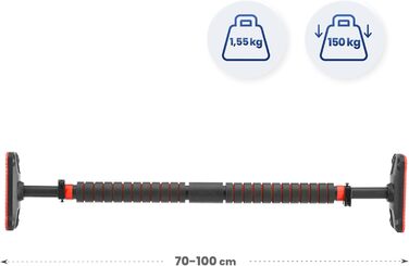 Климмувальна стійка Gymtek для дверного прорізу 70-100 см - для дому, фітнесу, силових тренувань (червона)