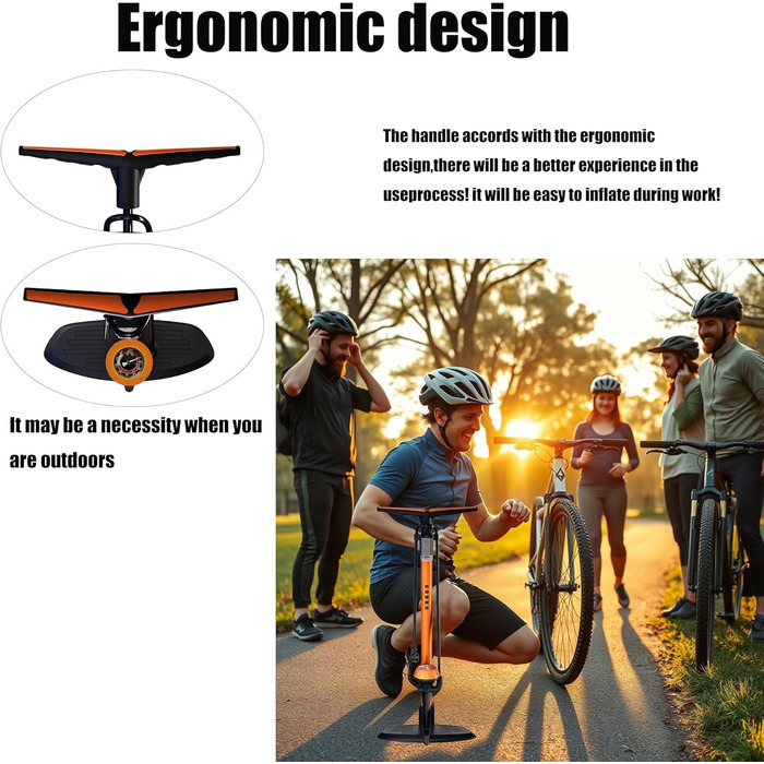 Насос для велосипеда GOBKO з манометром, 160 PSI, 11 Bar, для шосе, MTB, спортивних м'ячів, помаранчевий