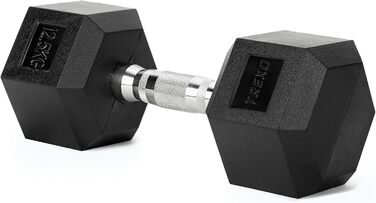Гантеля TREXO Hexagon 12,5 кг, шестигранна, гумова, чавунна, для силових тренувань вдома, з ергономічною ручкою