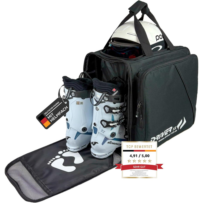 Рюкзак для лижних черевиків Driver13 з відділенням для шолома. Підходить для лиж, сноуборду, роликів та чоботів. Оригінальний рюкзак з 2007 року, чорний.