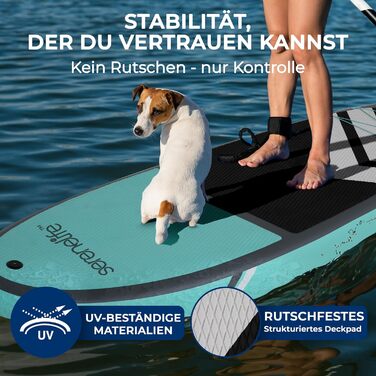 Надувний SUP-борд SereneLife для сім'ї та собак, 89см, до 200кг: комплект з веслом, насосом, рюкзаком