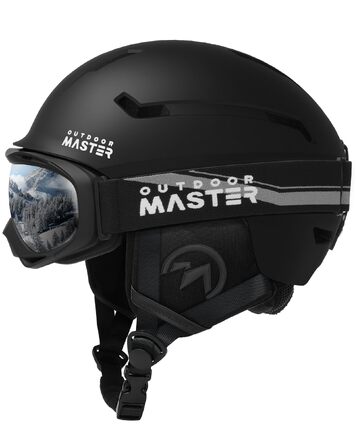 Комплект гірськолижний шолом та маска OutdoorMaster для дорослих, матовий чорний, розмір M (56-58 см)