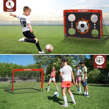 Дитячі футбольні ворота Klappbares Fußballtor 150x120 см з мішенню, 2-в-1 для саду та пляжу, з сумкою та анкерами