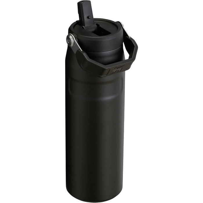 Термобутилка Stanley Flip Straw 2.0 з трубочкою 0,7 л, чорна, термос, зберігає холод до 12 годин, тримає лід до 3 днів, BPA-free, не протікає, підходить для автотримача, можна мити в посудомийці