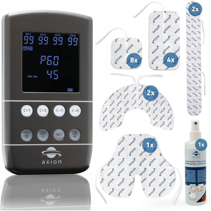 Пристрій TENS EMS STIM-PRO X9+ з 8 електродів для терапії болю, масажу та нарощування м'язів - axion® (4) X9B