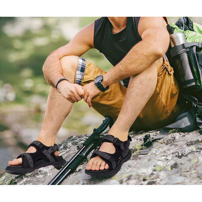 Чоловічі сандалі OncaI Wandersandalen для пляжу та спорту, чорні, розмір 44 EU