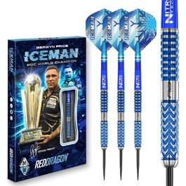 Професійні дартси Red Dragon Gerwyn Price Iceman Glacier 90% вольфрам, набір з крилами та стрижнями, 18/22/24/26 г