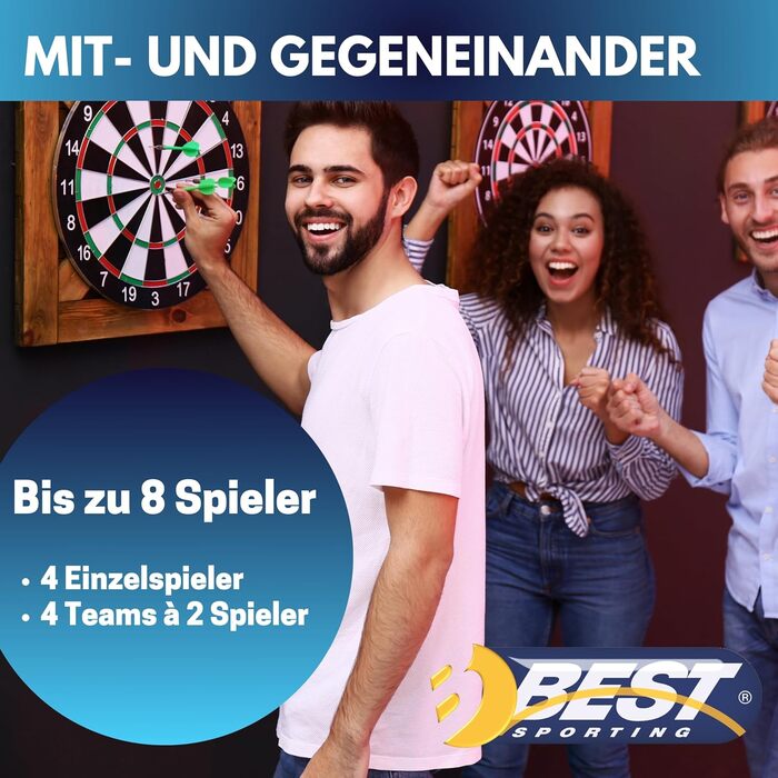 Електронна дартс-мішень Best Sporting Nation/Windsor/Bristol, 21 гра, 65 режимів, бездротова, 6 дротиків, 8 запасних наконечників, для 8 гравців