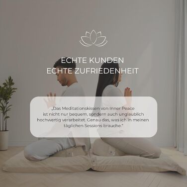 Йога подушка Inner Peace Кругла з шнуром 33 x 16 см XL | Подушка для медитації | З органічної бавовни та дінкової вати | Йога подушка для сидіння | Виготовлено в Німеччині (пісок)