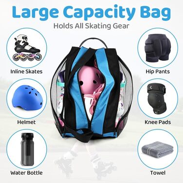 Сумка для роликів Flintronic, для дітей, велика місткість, з регульованим плечовим ременем, блакитна