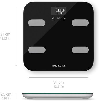 Ваги-аналізатор Medisana BS 602 до 180 кг з Wi-Fi/Bluetooth, для вимірювання жиру, води, м'язової та кісткової маси, сумісні з додатком VitaDock+