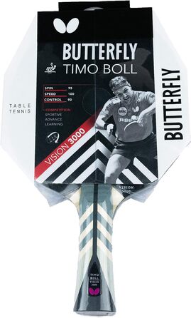 Професійна ракетка для настільного тенісу Butterfly Timo Boll Vision 3000, ITTF сертифікат, накладка Wakaba, анатомічна ручка, для досвідчених гравців
