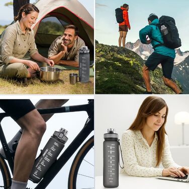 Спортивна пляшка для води 1л з 2-в-1 отвором | Трубочка та пряме пиття | Без BPA, Tritan, витокозахисна | Для спорту, фітнесу, роботи, велоспорту, піших прогулянок, подорожей