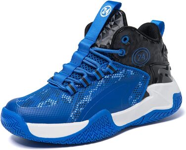 Дитячі баскетбольні кросівки Kinder: високий верх, амортизація, легкі, антиковзаючі, дихаючі, для активного відпочинку, унісекс, 36 EU, чорно-сині