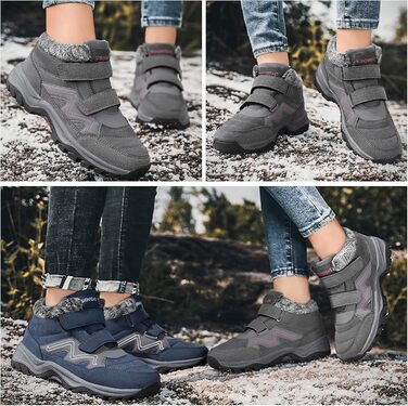 Зимові черевики VisionReast для чоловіків та жінок. Теплі, з підкладкою, снігоступи, трекінгові черевики, валенки, зимові чоботи. Неслизькі, Outdoor, з клямкою, 42 EU, сірі.