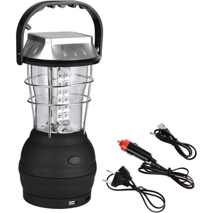 LED кемпінговий ліхтар Flintronic 1000 люменів, перезаряджуваний, 6 режимів, водонепроникний, акумулятор 3600mAh, Powerbank, USB-кабель, сонячна панель, ручний генератор