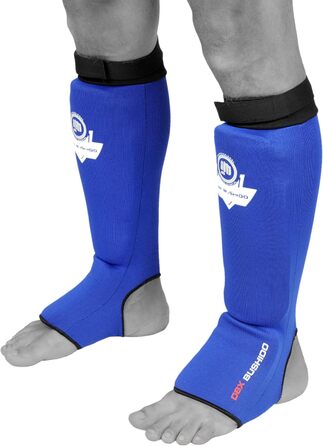 Захист для гомілки DBX Bushido Sport Flexibler L синій – для тайського боксу, ММА, кікбоксингу, анатомічна посадка