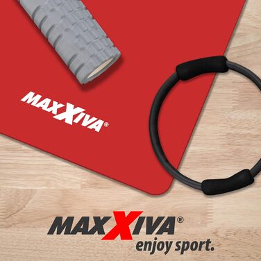 Килимок для йоги MAXXIVA® 190x60x1,5 см, без фталатів, нековзкий, з ременем для перенесення, червоний – фітнес, спорт, тренування