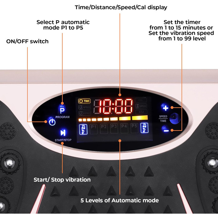 Вібраційна платформа TLGREEN 99 рівнів, 5 програм, для дому, тренувальні стрічки, спалювання жиру та нарощування м'язів