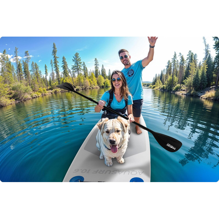 Надувний SUP-борд Neo-Sport Stand Up Paddle Board 10.6 (білий) з аксесуарами: насос, весло, страховка, рюкзак