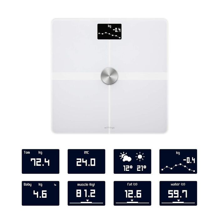 Ваги Withings Body+: вимірювання BMI, м'язової маси, водного балансу, Bluetooth/Wi-Fi, відновлені