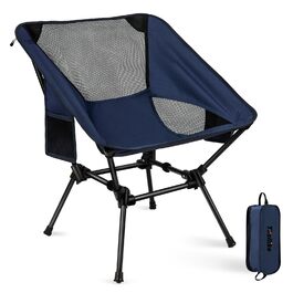 Складний туристичний стільчик Hochlehner з підголівником, 150 кг, ультралегкий, портативний, з кишенями та сумкою для кемпінгу, пляжу, відпочинку на природі та піших прогулянок (Indigoblau)