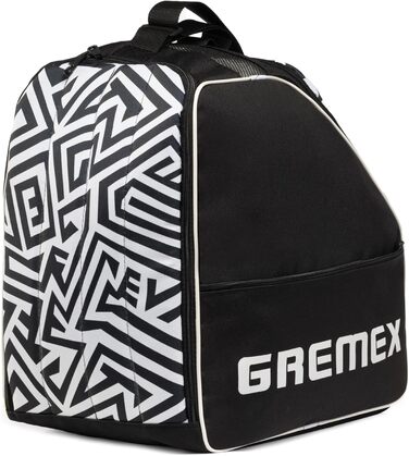 Чохол для лижних черевиків з відділенням для шолома - Водонепроникний рюкзак для лижних черевиків та шолома. Міцний завдяки титановим швам. Зручний для транспортування, подорожей та захисту спорядження. Чорний + Білий