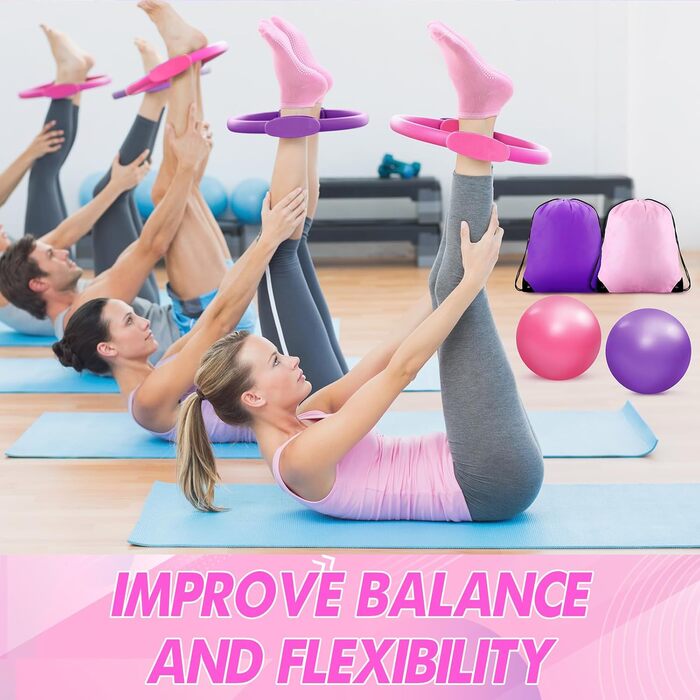 Pilates Ring Set 22 шт. для жінок: еспандери, м'ячі для йоги, ремінь, шкарпетки, браслети, сумка для тренувань Poen