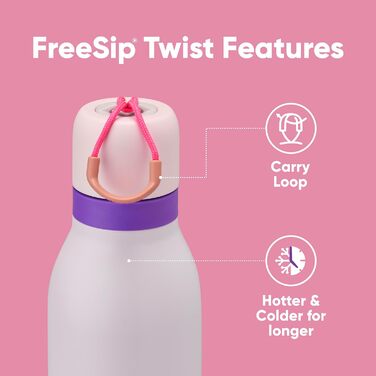 Owala FreeSip Twist ізольована пляшка для води з нержавіючої сталі зі соломинкою, 680 мл, рожево-фіолетова, BPA-free, для спорту та подорожей