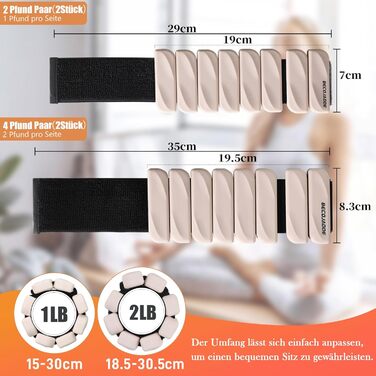 Важкі манжети для ніг BECOJADDE 0.45/0.9 кг - набір 2 шт. для тренувань ніг та рук. Підходять для бігу, кардіо, аеробіки та силових вправ.