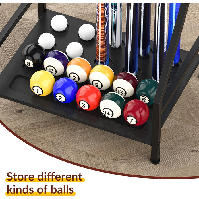 Стійка для київ Billard Queue Stick Rack YBING - тримає до 10 київ, бамбук, чорний колір