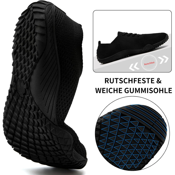 Жіночі кросівки Barfuss - легкі та зручні тапочки для дому та занять спортом, чорного кольору, розмір 39 EU