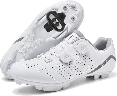Чоловічі та жіночі велотуфлі для гірського велосипеда, дихаючі, сумісні з педалями Shimano SPD 2-болти, MTB, Outdoor, 41 EU, Білий