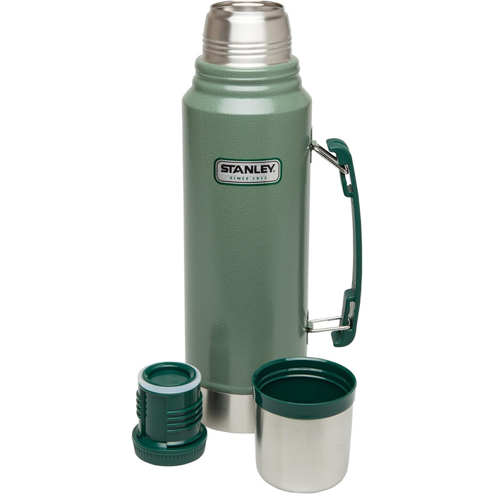 Термос Stanley Classic Legendary 1L Hammertone Green - Збереження тепла/холоду 24 години, з нержавіючої сталі, BPA Free, для подорожей