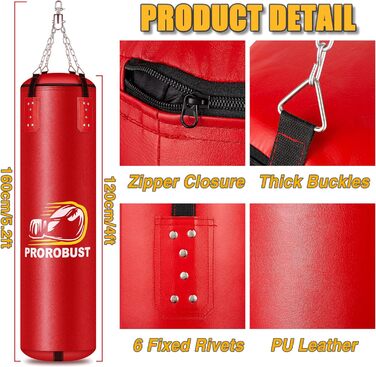 Набір для боксу Prorobust: мішок 120 см PU, рукавички 12oz, для MMA, кікбоксингу, домашніх тренувань (порожній)