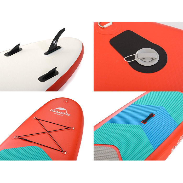 Надувна SUP-дошка Naturehike з подвійним шаром ПВХ, Drop Stitch, червона 328×72×15 см / синя 292×70×15 см