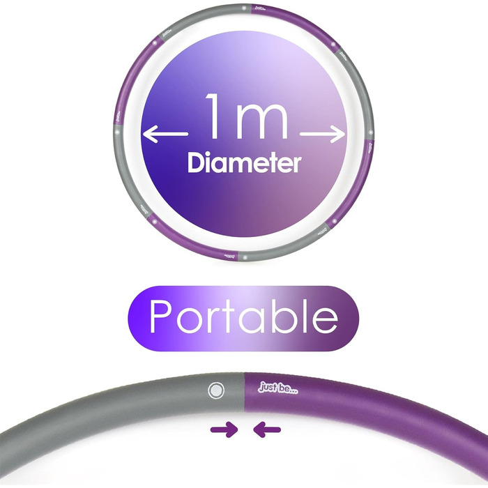 Hula Hoop для схуднення Just Be Violett 1.4 кг - обруч для фітнесу вдома та спортзалі, розбірний