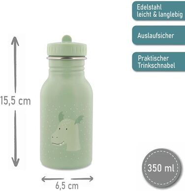 Дитяча пляшка для води з іменем, Trixie, нержавіюча сталь, 350 мл, дракон, ультралегка, герметична, з поїльником, для дітей від 3 років