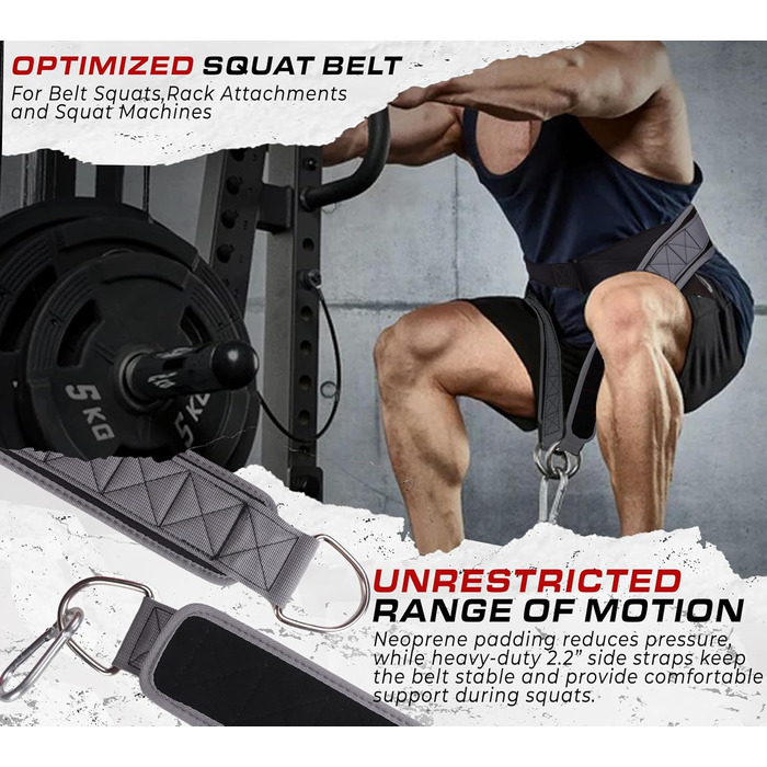 Пояс для присідань TAVIEW з кріпленням до стелажа, для важкої атлетики та пауерліфтингу – підтримка спини, низький профіль, м'яка підкладка на стегнах та колінах, надійна застібка, міцний, зелений (сірий)