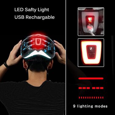 Велосипедний шолом Shinmax з візором, захистом від UV, USB підсвіткою, світловідбиваючими наліпками, для чоловіків і жінок, легкий, регульований, для MTB, шосе, розмір 57-62 см, чорний, синій, титановий