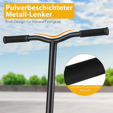 COSTWAY Стантер скутер з 360° поворотом, колеса 110 мм PU, підшипники ABEC-7, алюмінієва дека, вантажопідйомність 100 кг, для дітей від 10 років, жовтий