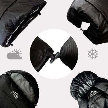 Спальний мішок EXPLORER® EF-200 XXL -18°C для дорослих. Теплий, великий, 220x80 см. Ідеально для кемпінгу, трекінгу, відпочинку на природі та подорожей. PFC-free, чорний.