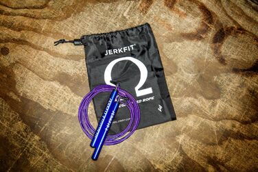 Скакалка JerkFit Omega Speed Ultra Fast, синя на чорному